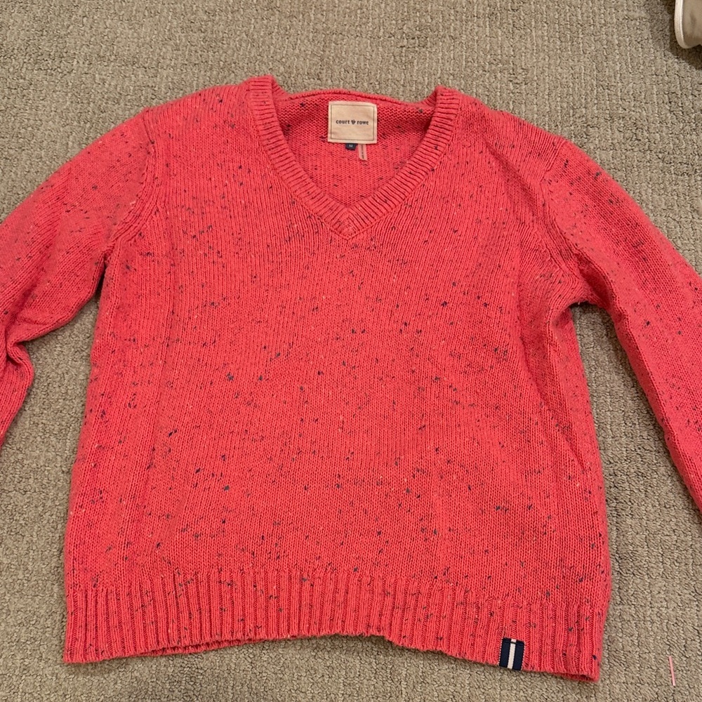 COURT & ROWE Women's Coral Speckled V-Neck Sweater